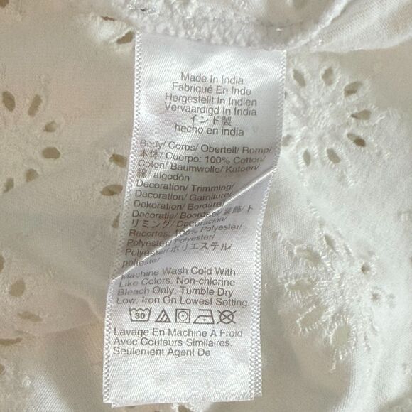 MADEWELL Embroidered Wide-Sleeve Boxy Tee S White Crewneck Floral NWT B31 - Picture 6 of 7